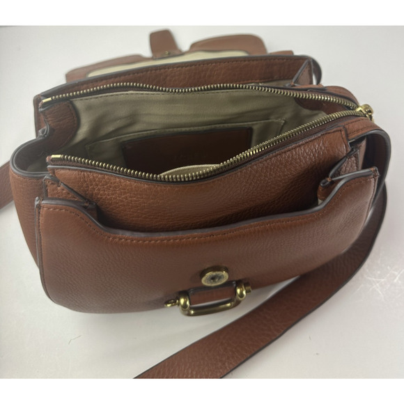 J. Crew Rider Brown Pebbled Leather Crossbody Bag Saddle Western Style Purse - Picture 8 of 16